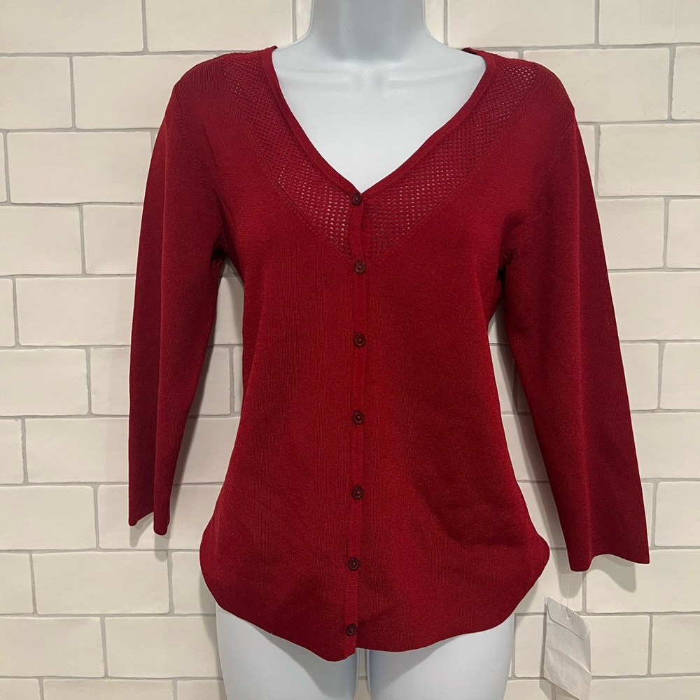 Jones & Co Cranberry Cardigan Knit Sweater